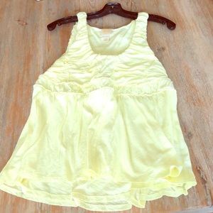 Lemon yellow ruched Anthropologie top